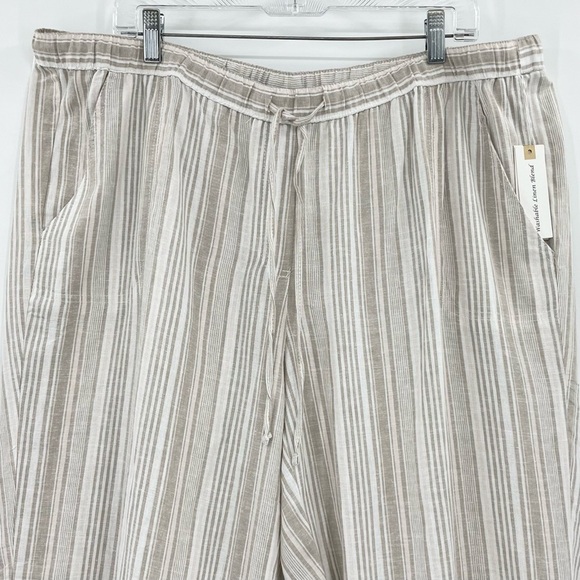 NWT Land n Sea Tan Striped Linen Blend Wide Leg Pants 2X - Picture 4 of 12